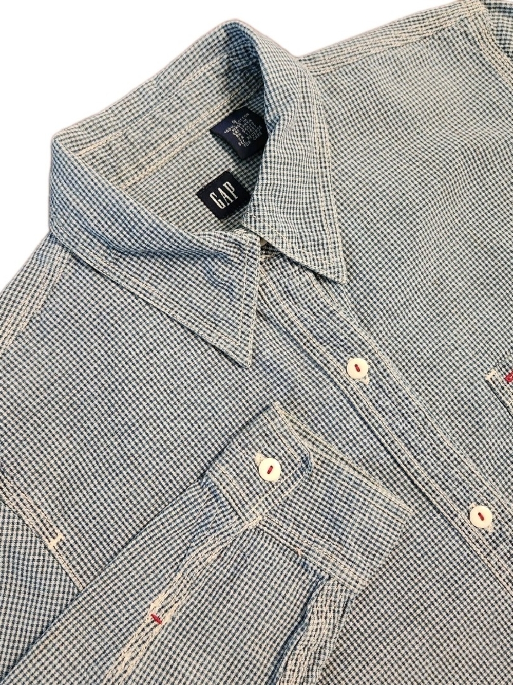 GAP Vintage Size S Women Micro-Check Shirt Top Cotton Americana Gingham Heritage